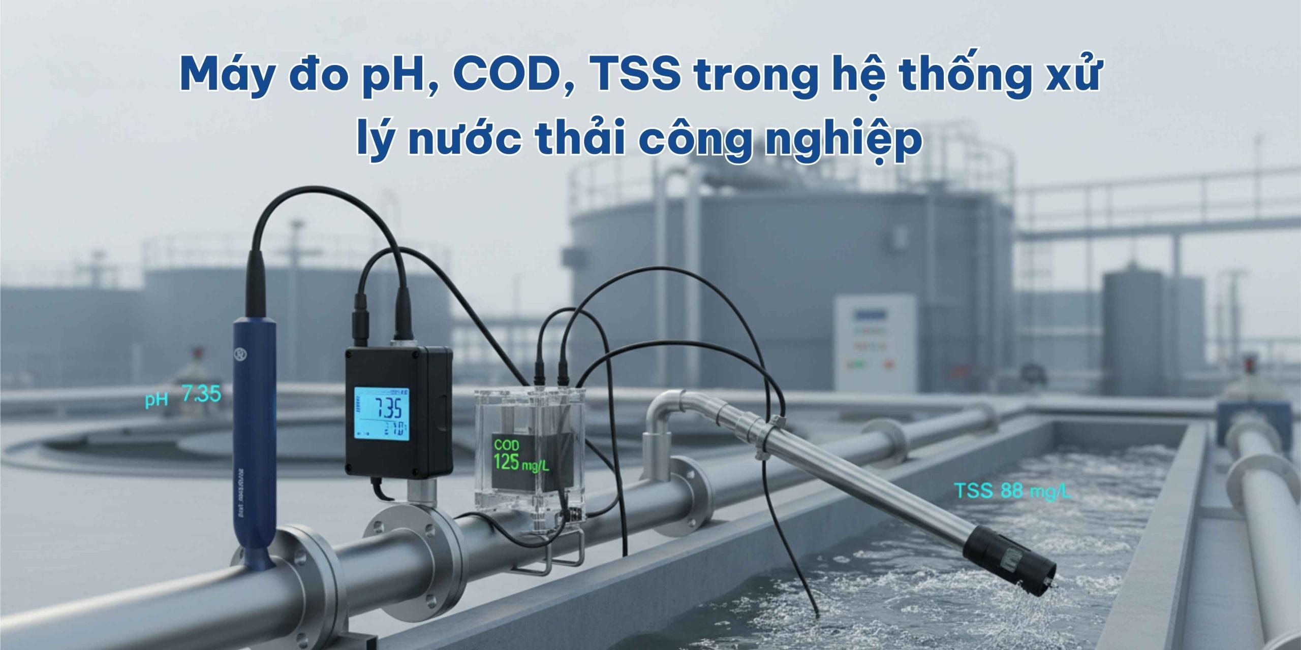 Thiết bị đo pH nước thải công nghiệp dùng để kiểm soát độ axit – kiềm trong hệ thống xử lý
