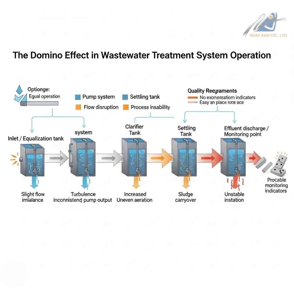 Máy thổi khí phải bù công suất khi hệ thống xử lý nước thải vận hành không ổn định