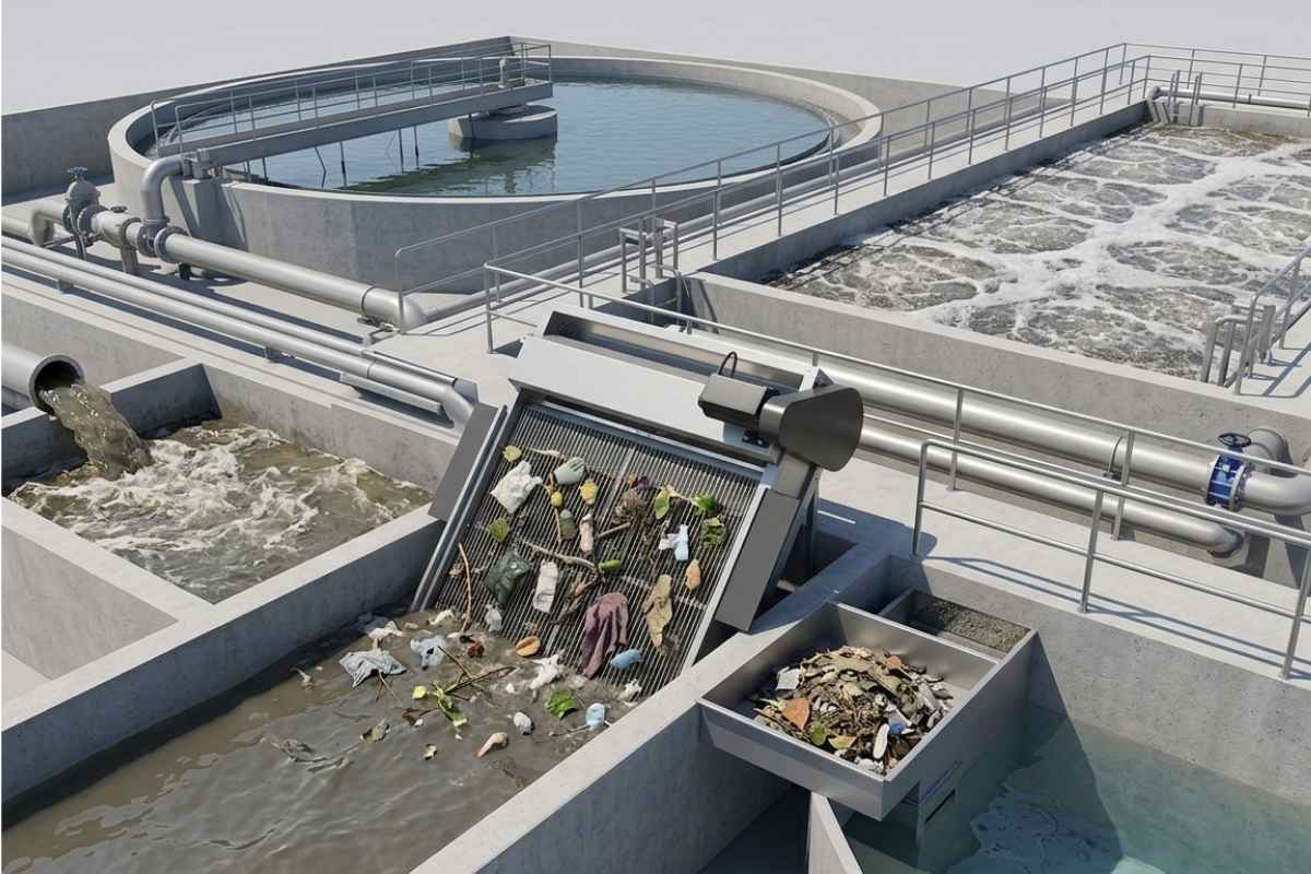 máy lược rác nước thải ngăn rác thô đi vào bể điều hòa