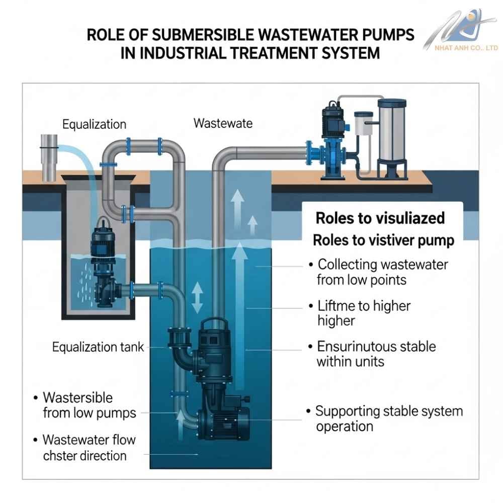 Cấu tạo bơm chìm nước thải dùng trong hệ thống xử lý nước thải công nghiệp