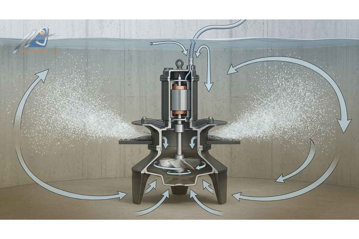 nguyên lý hoạt động máy sục khí chìm xử lý nước thải