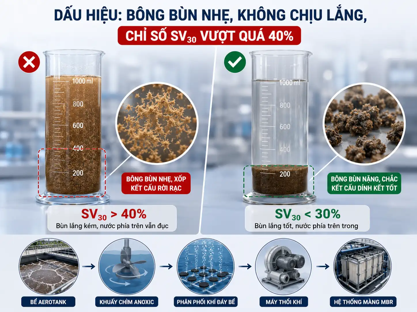 sự cố khi dùng bùn vi sinh