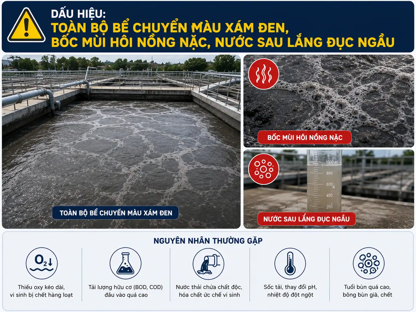sự cố khi dùng bùn vi sinh
